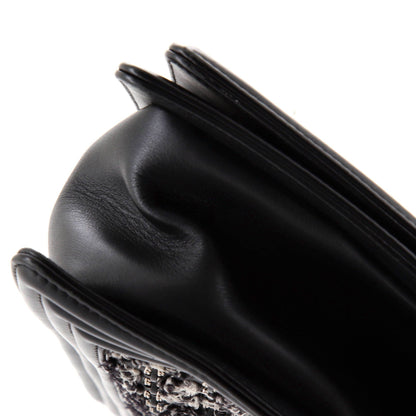 Chanel Boy Flap Bag Braided Tweed Old Medium