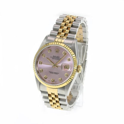 Pink Datejust 16233 Two-tone 36mm Ice Diamond Dial Watch