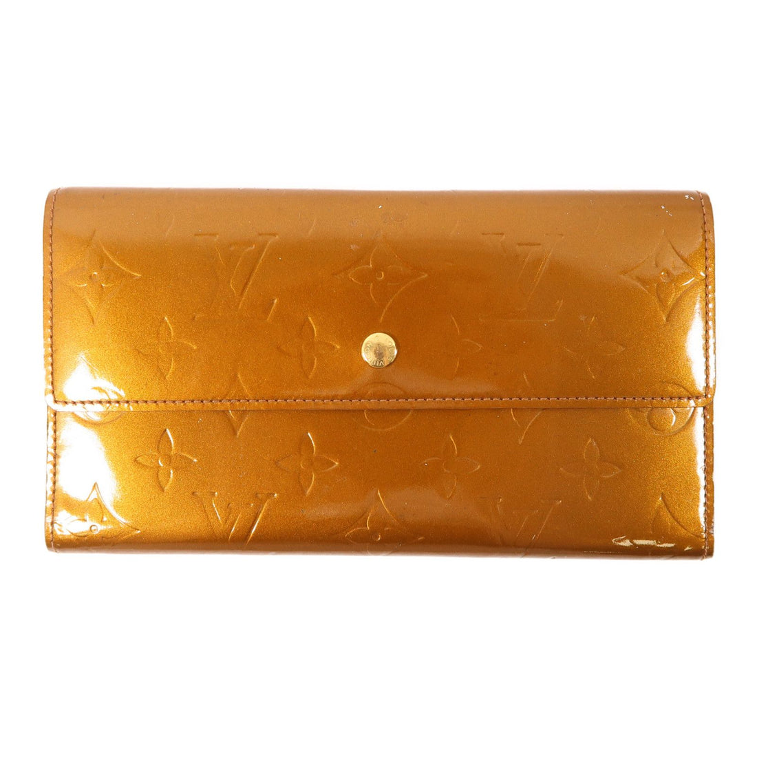 Louis Vuitton Vernis Long Wallet ____ Color Brown Double Sided Long Wallet M 65107