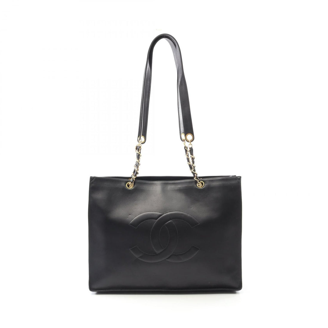 Chanel Black Deca Coco Mark Tote Bag Lambskin (sheep Leather)