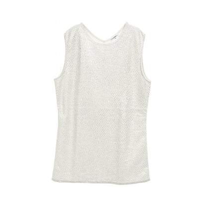Chanel Gray Silver Tank Top Knit Cotton Fabric P 35700k 02085