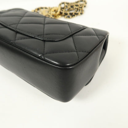 Chanel Black Sheepskin Leather Chain Shoulder Bag With Gold Buckle Black Shoulder Bag Lambskin (