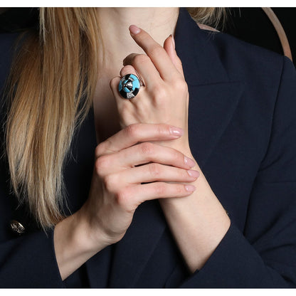 Georland diamonds, onyx, turquoise and gold ring