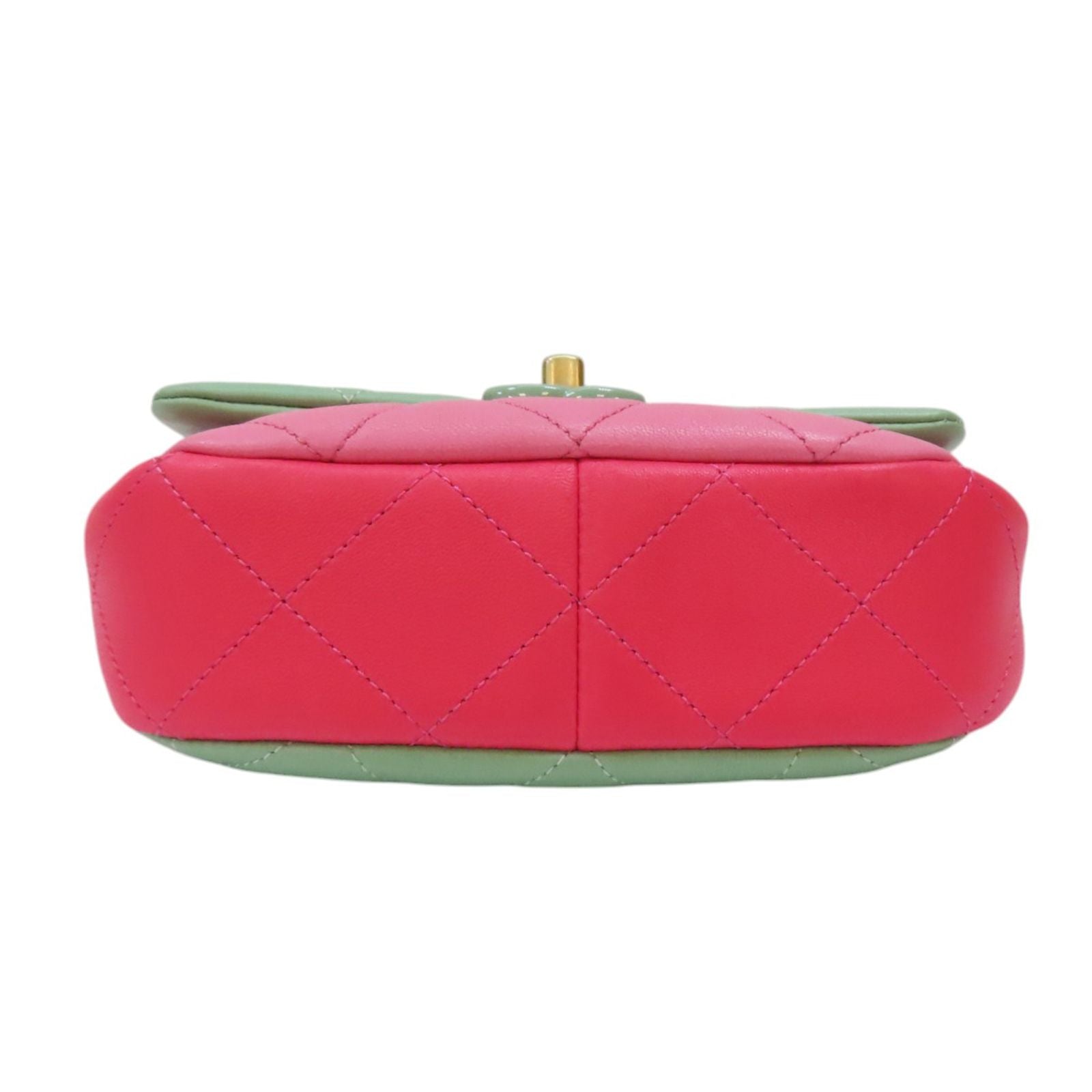Chanel Tri-color Mini Flap Shoulder Bag Green Pink Multicolor Calfskin