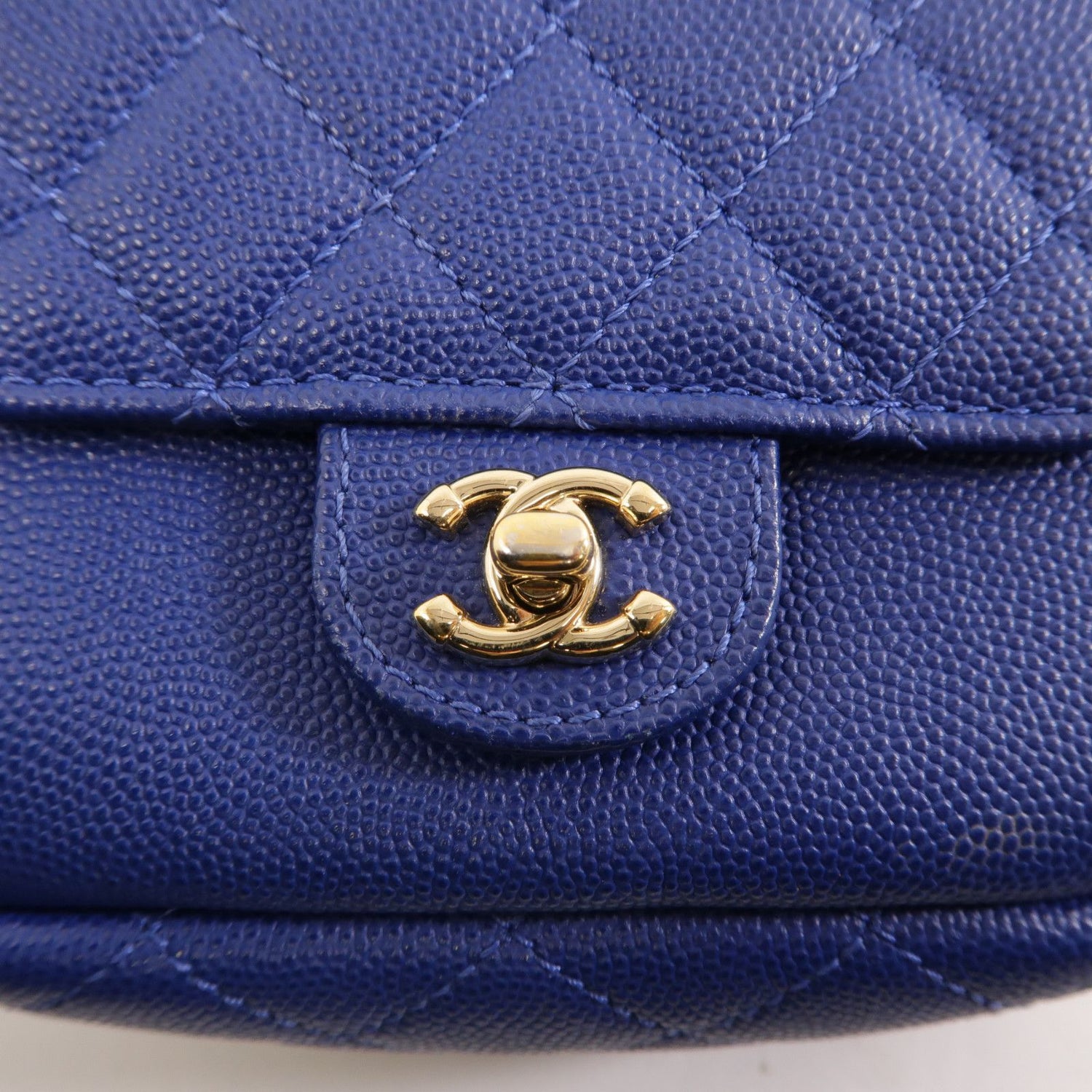 Chanel Caviar Quilted CC Day Camera Case Blue