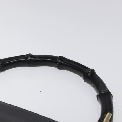 Gucci Bamboo Hand Bag Leather Black Gold 001 3444 1887 Auth