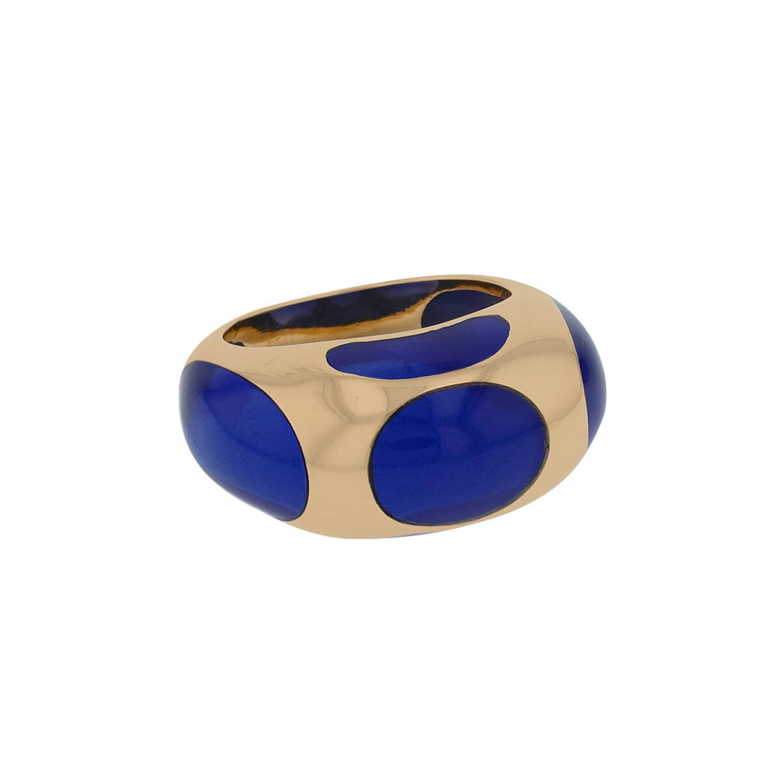 Gold and blue resin ring