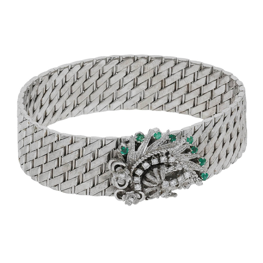 Gold, diamonds and emeralds bracelet
