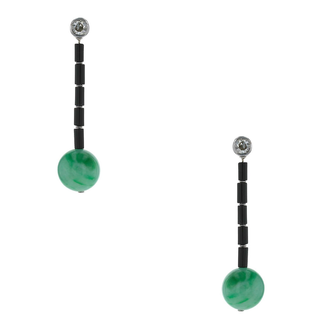 Gold, diamonds, onyx and jade earrings