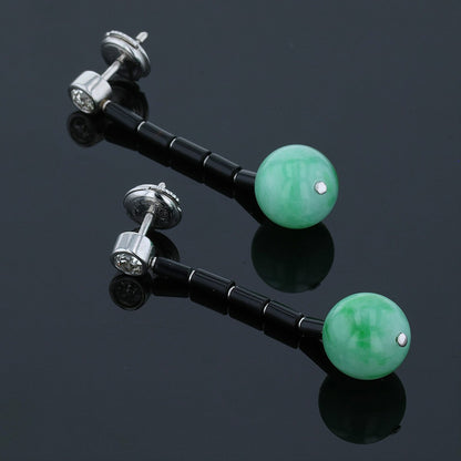 Gold, diamonds, onyx and jade earrings