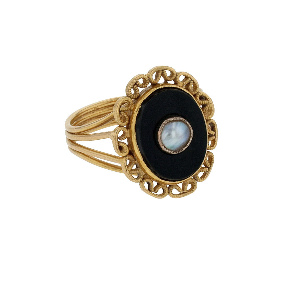 Gold and onyx ring