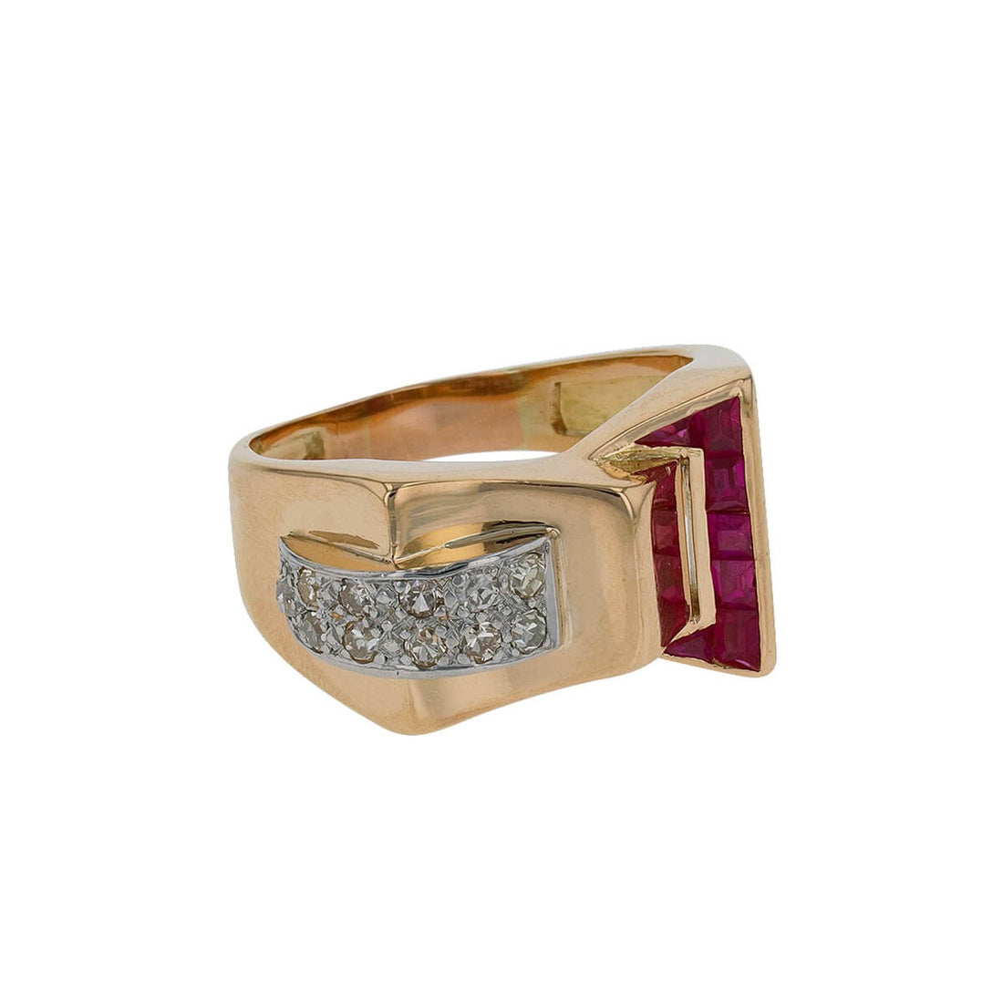 Gold, rubies and diamonds ring