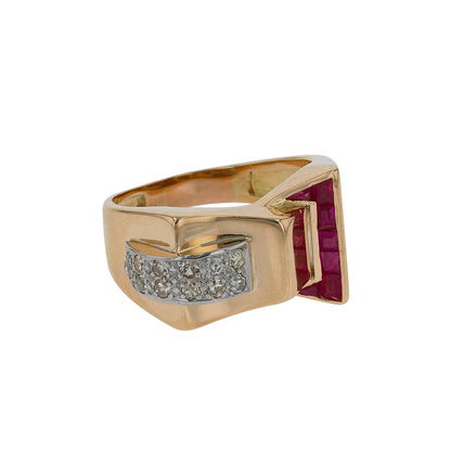 Gold, rubies and diamonds ring