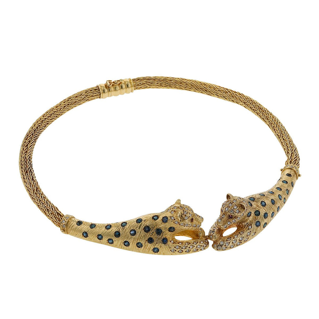 Gold, sapphires, diamonds and rubies necklace