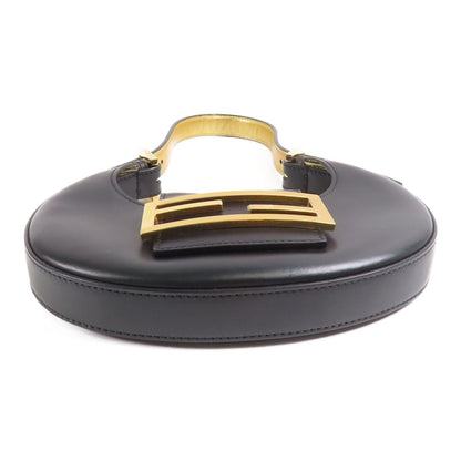Fendi Cowhide Leather Cookie Hobo Bag Golden Shoulder Bag Black Calfskin (cowhide) 8bs 065