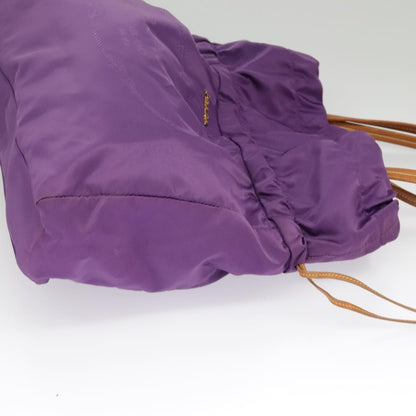 Prada Tote Bag Nylon Purple Gold Auth