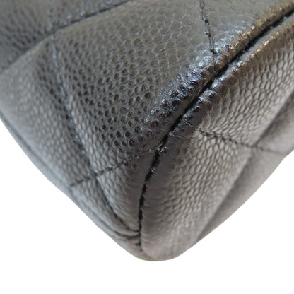 Chanel Classic Clutch With Chain Shoulder Bag Black Quilted Caviar