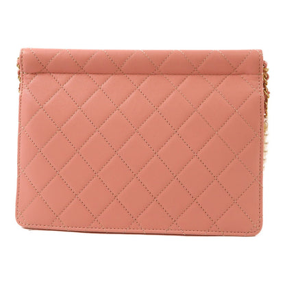 Chanel Pink Cowhide Leather Chain Shoulder Golden Shoulder Bag Powder Red Shoulder Bag Calfskin (cowhide)