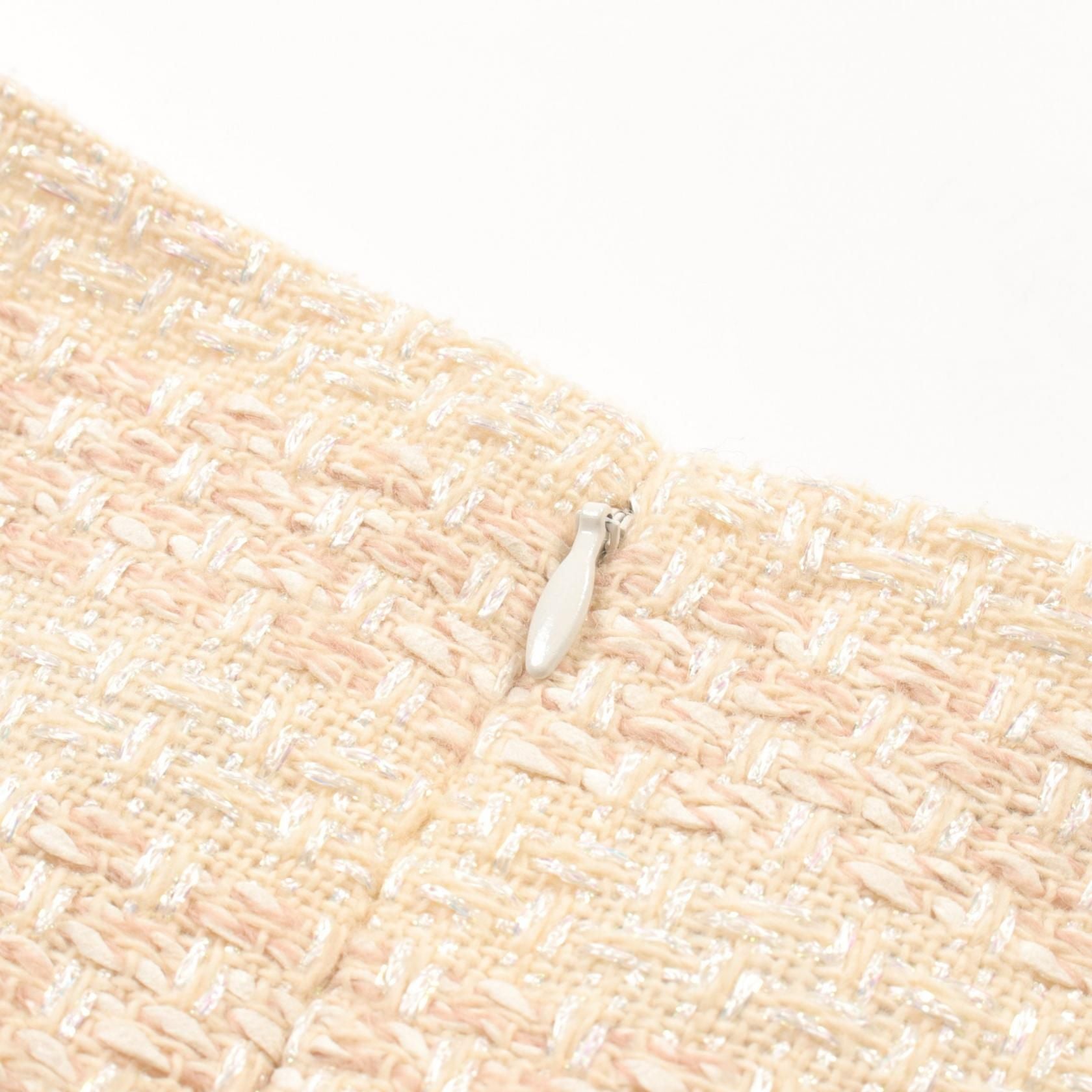 Chanel Beige Pink Skirt Silk Polyester P 23715w 03339