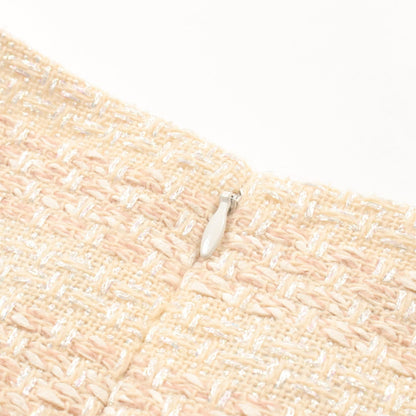 Chanel Beige Pink Skirt Silk Polyester P 23715w 03339