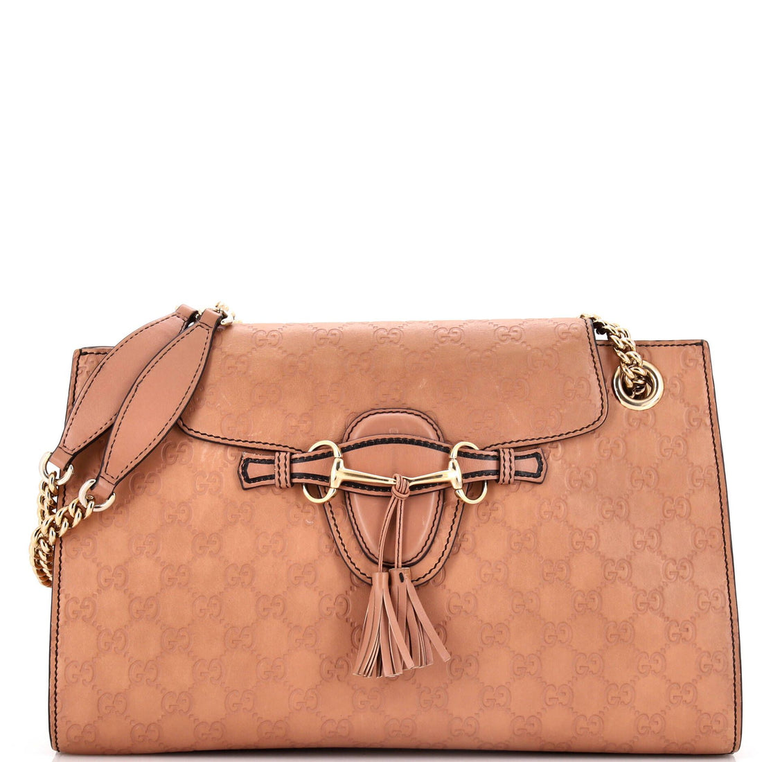 Gucci Emily Chain Flap Shoulder Bag Guccissima Leather Large