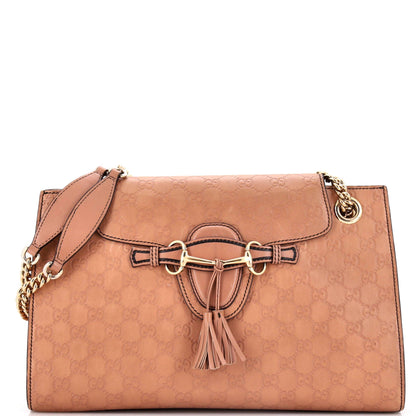 Gucci Emily Chain Flap Shoulder Bag Guccissima Leather Large