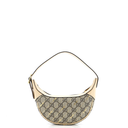Gucci Ophidia Half Moon Bag Print Gg Coated Canvas Mini