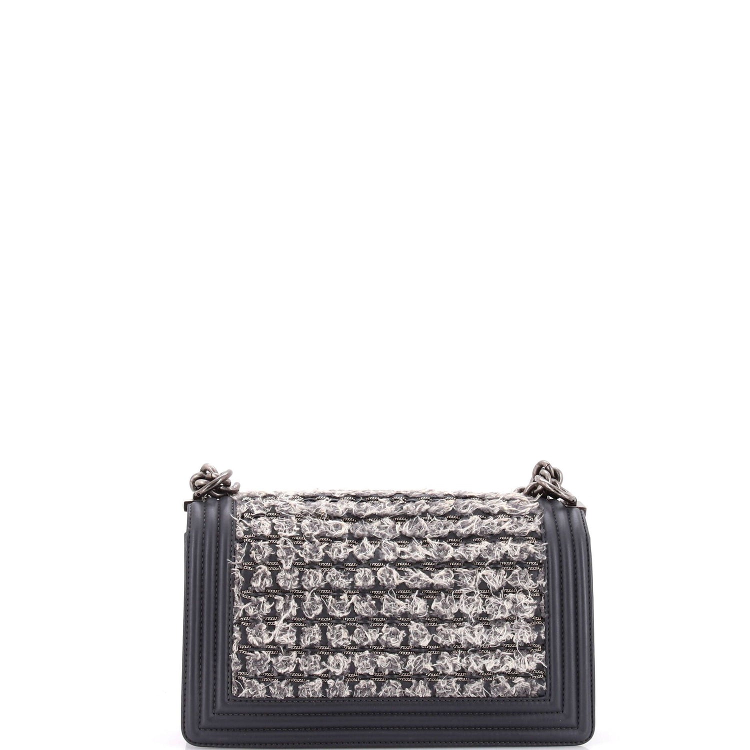 Chanel Boy Flap Bag Braided Tweed Old Medium