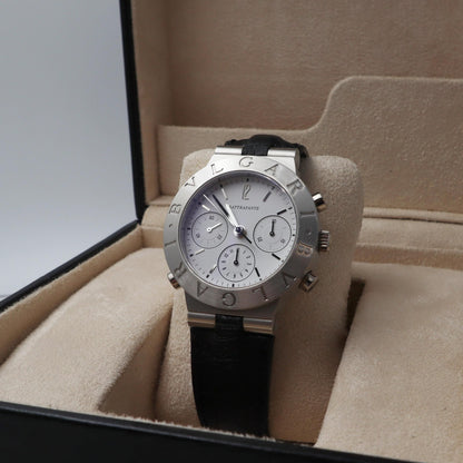Bvlgari Diagono Rattrapante Platinum Split Seconds White Dial Mens Watch CH40 PL