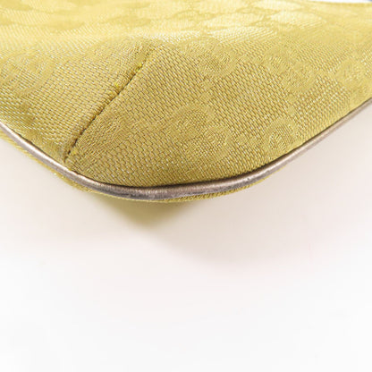 Gucci Canvas/leather Shoulder Bag Silver Shoulder Bag Golden Shoulder Bag Gold Gg Canvas 005.0813