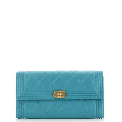 Chanel Boy Flap Wallet Quilted Lambskin Long