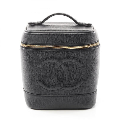 Chanel Black Coco Mark Handbag Leather Grained Calfskin A 01998