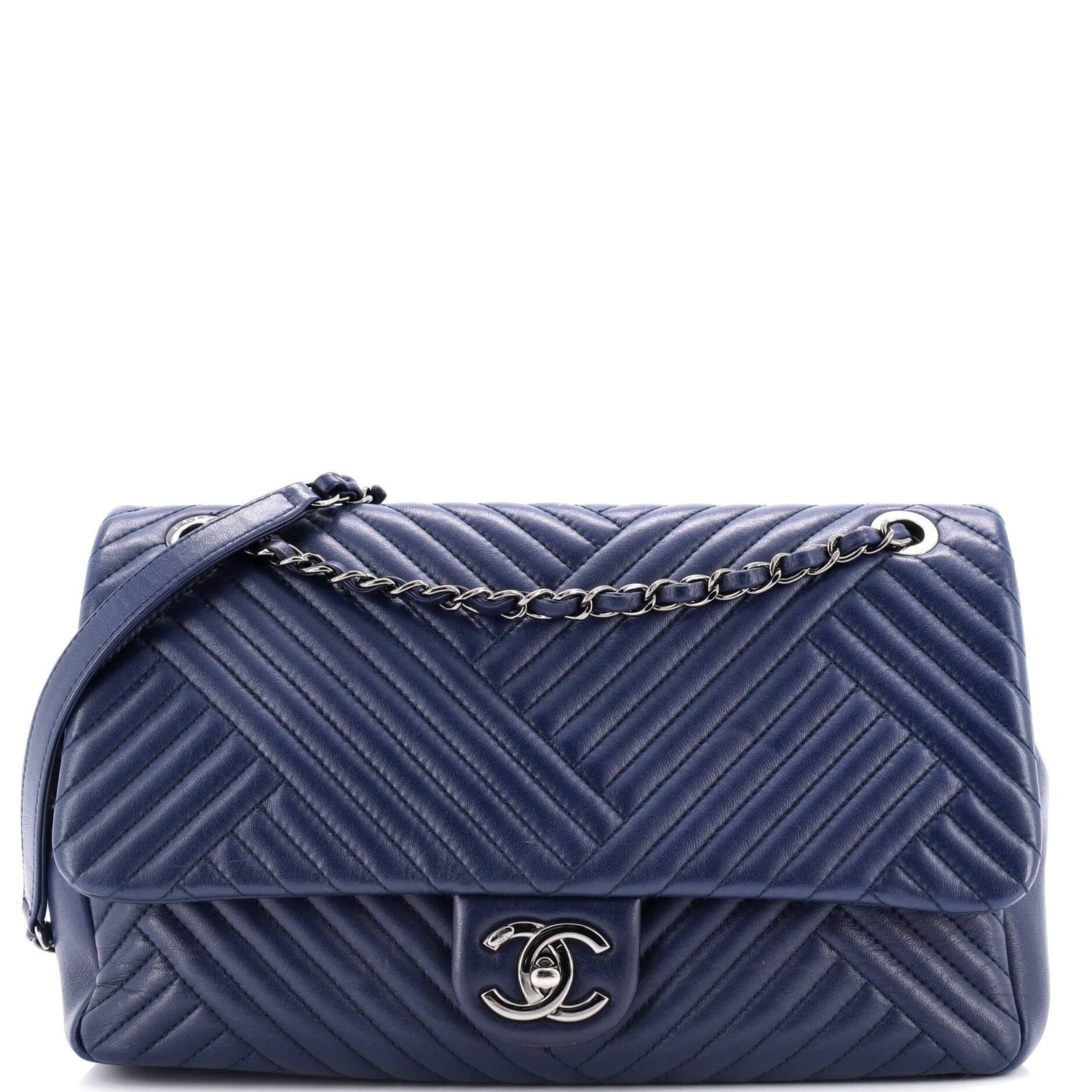 Chanel CC Crossing Flap Bag Chevron Lambskin Large