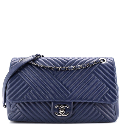 Chanel CC Crossing Flap Bag Chevron Lambskin Large