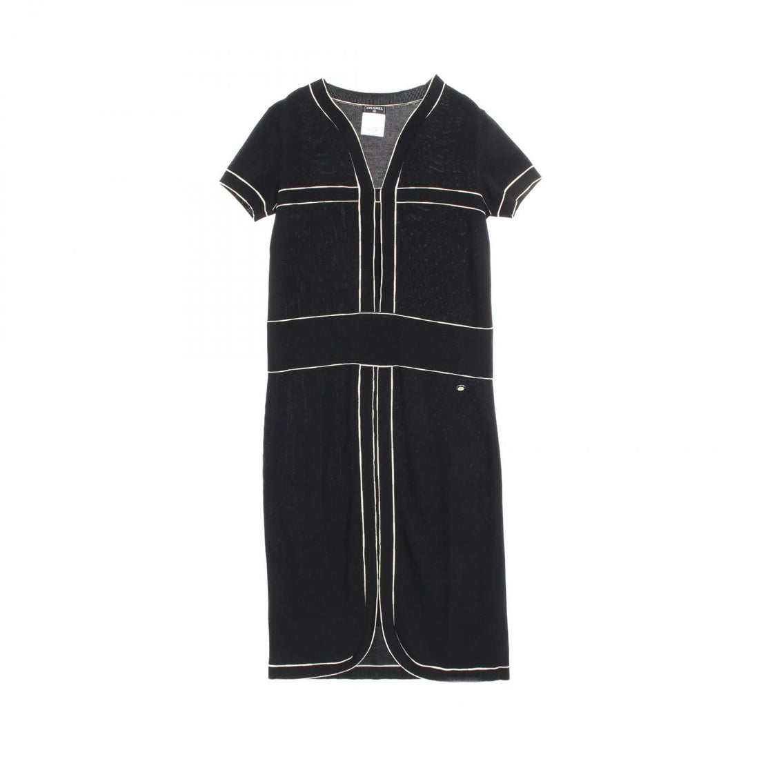 Chanel Black White Dress Cotton P 47675k 06010