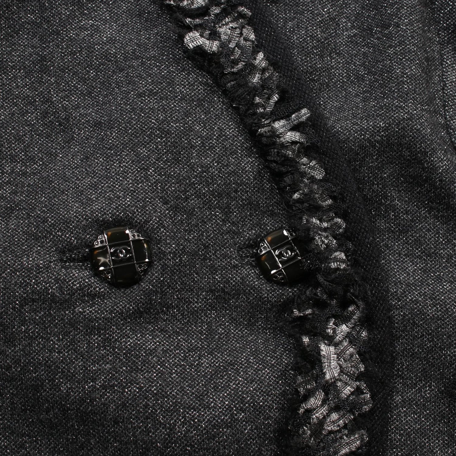 Chanel Coco Mark Button Cardigan P 39255k 02769 Cashmere Gray Black 