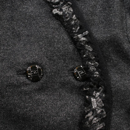 Chanel Coco Mark Button Cardigan P 39255k 02769 Cashmere Gray Black 