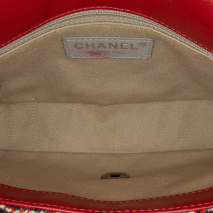 Chanel CC Quilted Tweed Single Flap Blue