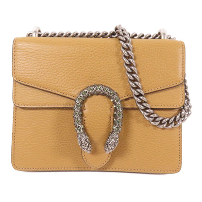 Gucci Cowhide Leather Dionysus Silver Shoulder Bag Brown Beige Calfskin (cowhide) 421970 Caogn 2893