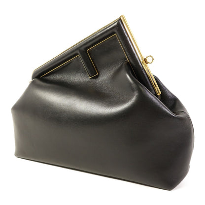 Fendi Cowhide Leather First Medium Golden Shoulder Bag Black Calfskin (cowhide) 8bp 127