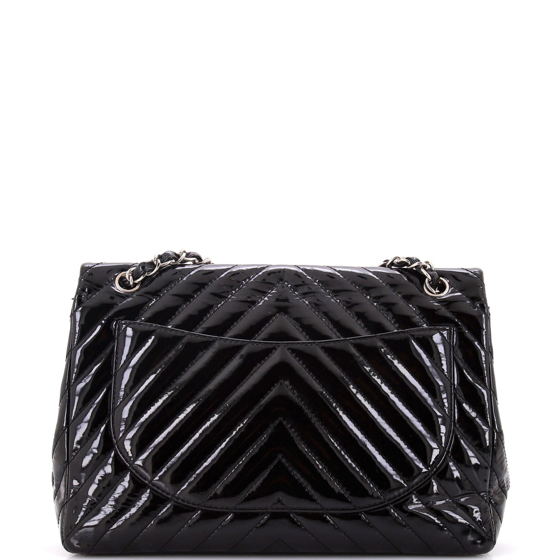 Chanel Classic Single Flap Bag Chevron Patent Maxi