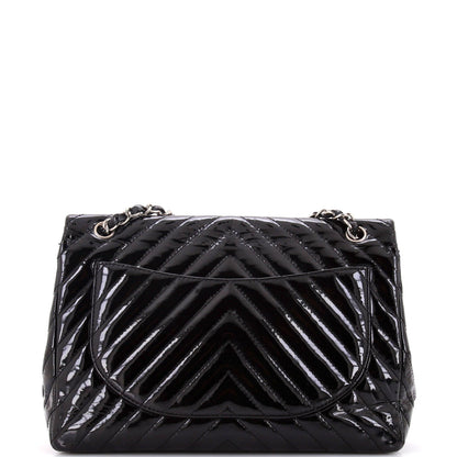 Chanel Classic Single Flap Bag Chevron Patent Maxi