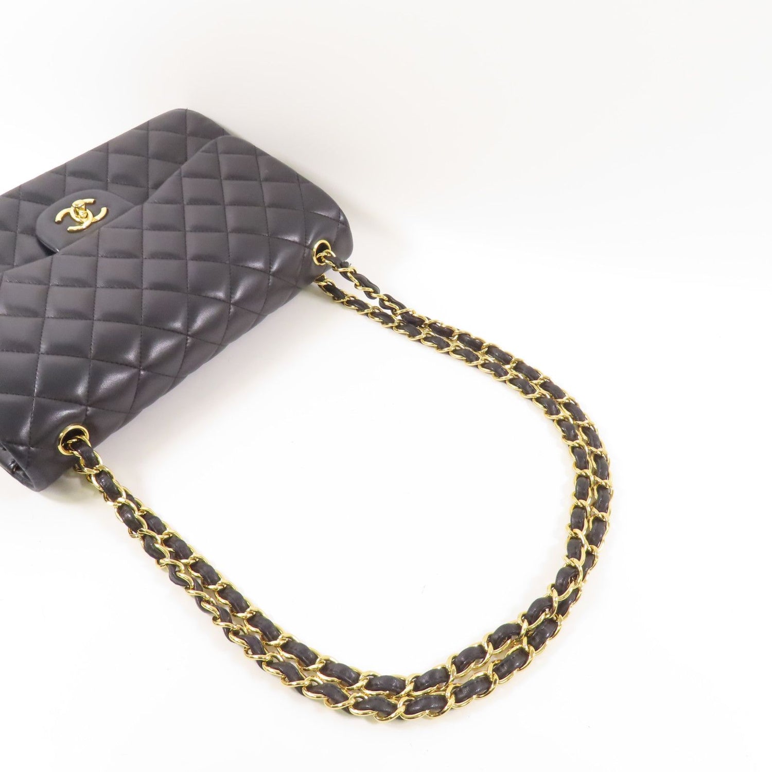 Chanel Black Sheepskin Leather Large Classic Golden Cross Shoulder Back Bag Lambskin (sheep Leather)