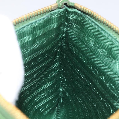 Prada Pouch Nylon Green Gold Auth