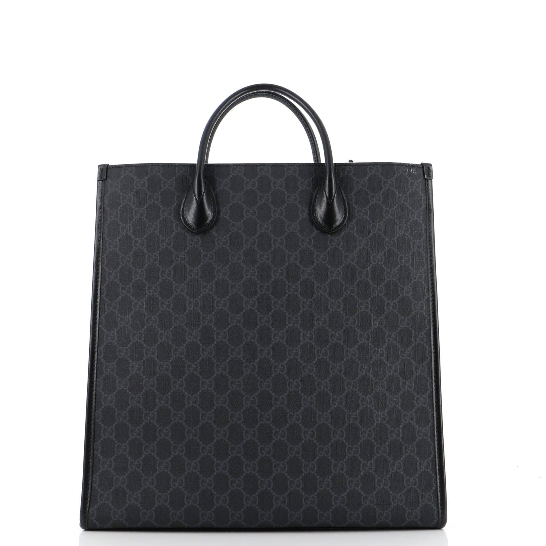 Gucci Vertical Structured Top Handle Open Tote Gg Coated Canvas Medium