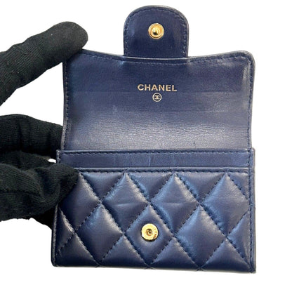 Chanel Matelasse 2.55 Coin Case Calfskin Blue Gold Plated (no Card)