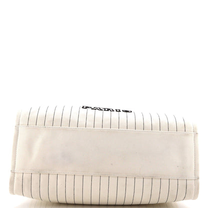 Chanel Deauville Tote Pinstripe Cotton Medium