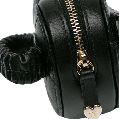 Chanel Lambskin CC In Love Heart Zipped Arm Coin Purse Black