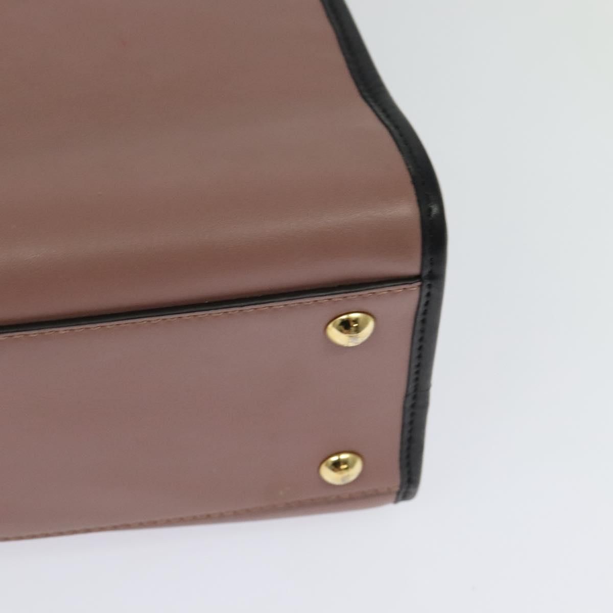 Fendi Runaway Small Hand Bag Leather 2way Pink Gold Auth