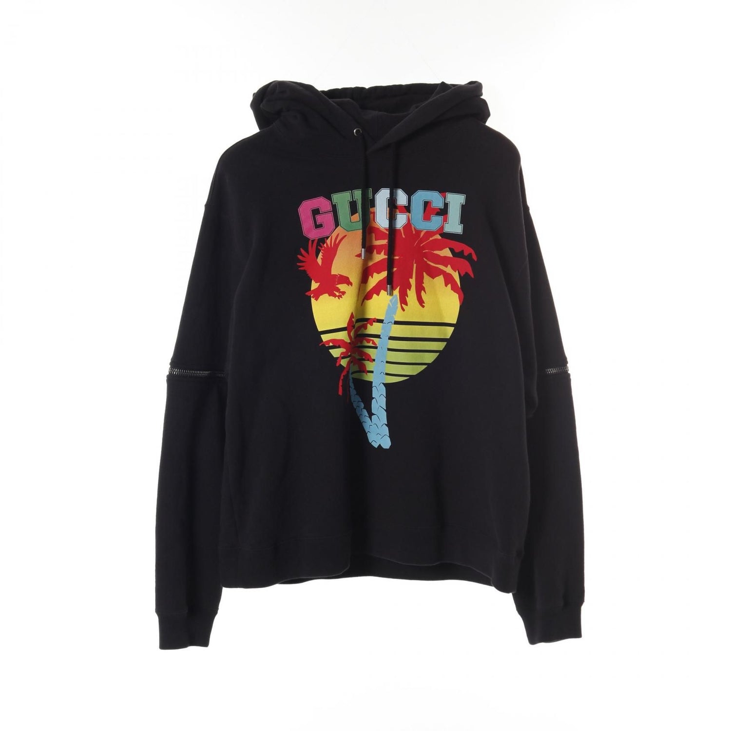 Gucci Hoodie Sweat Shirts Tops 700117 Cotton Black Multicolor Mens L